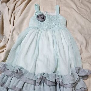 Mint Green and Gray Kids Dress